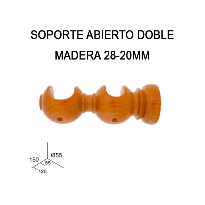 SOPORTE ABIERTO DOBLE DE MADERA Ø28-28MM
