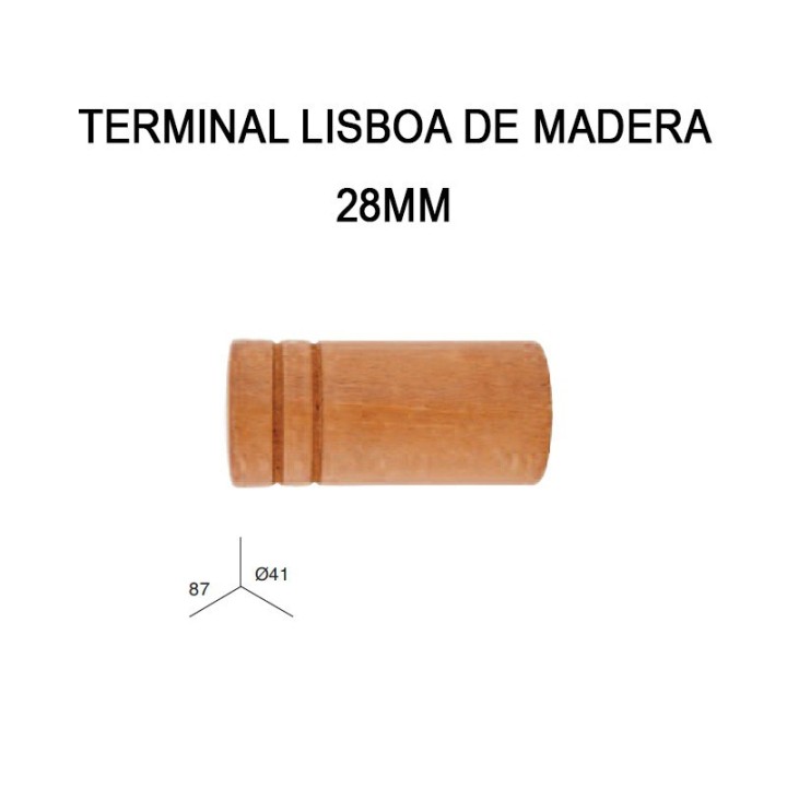 PACK 2 TERMINALES LISBOA DE MADERA Ø28MM