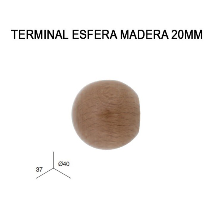 PACK 2 TERMINALES ESFERA DE MADERA Ø20MM
