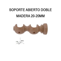 SOPORTE ABIERTO DOBLE DE MADERA Ø20MM