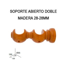 SOPORTE ABIERTO DOBLE DE MADERA Ø28-28MM