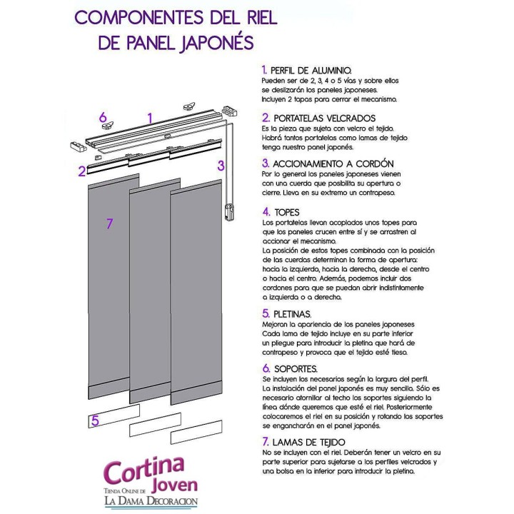 Riel de Panel Japonés de 4 lamas