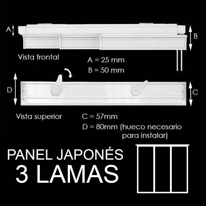 Riel de Panel Japonés de 3 lamas