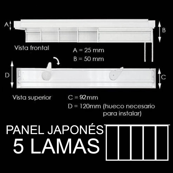 Riel de Panel Japonés de 5 lamas
