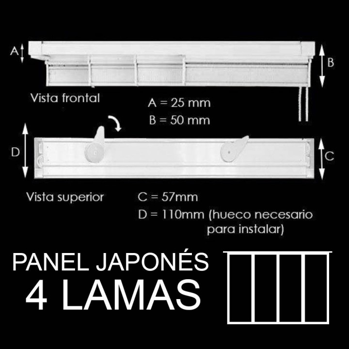Riel de Panel Japonés de 4 lamas