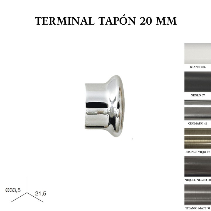 Pack 2 terminales tapón zirconio ø20mm