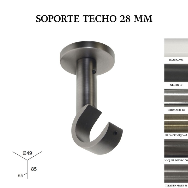 Soporte de techo abierto zirconio ø28mm