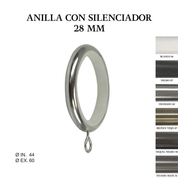 Pack 10 anillas con silenciador zirconio ø28mm