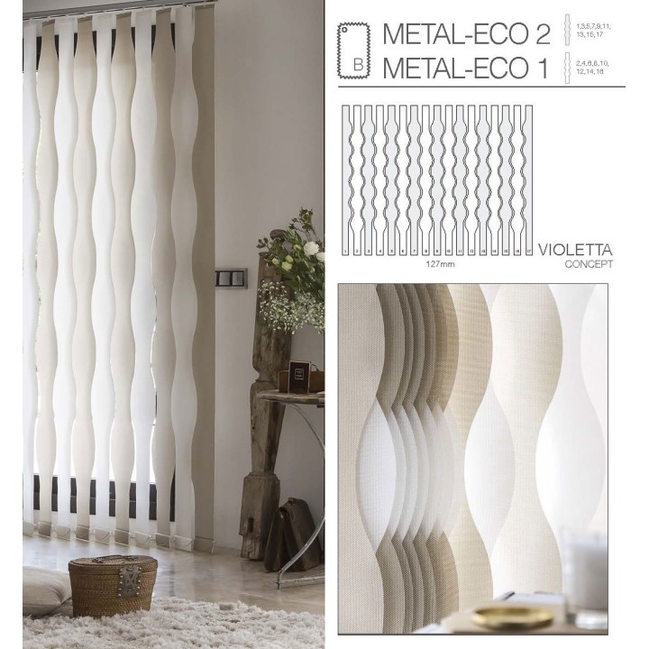 Cortinas verticales ondas 127mm violetta-b combi