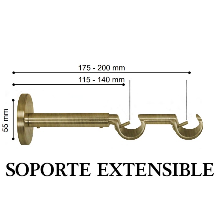 Conjunto doble barra cortina varadero cuero ø19/19