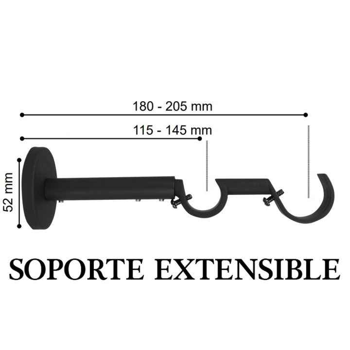 Barra doble de cortina doble negro 30/19