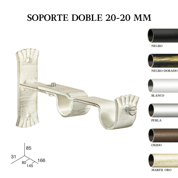 Pack 2 soportes doble forja ø20-20mm