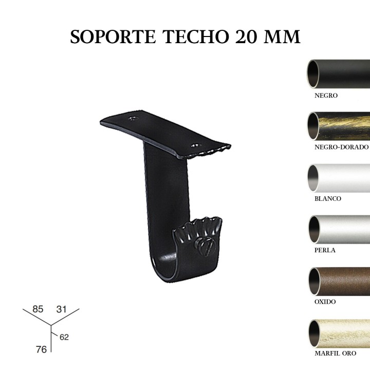 Soporte de barra techo forja 20 mm