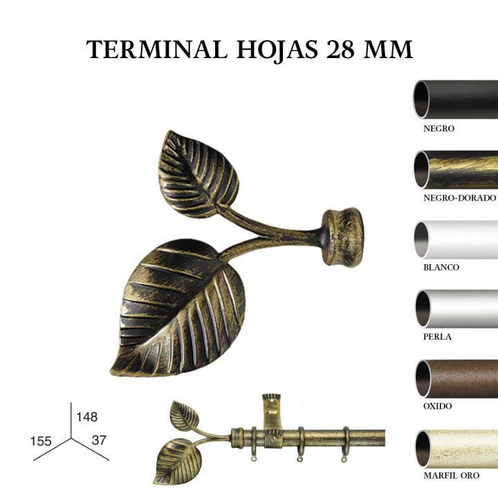 Pack 2 terminal hojas forja de ø28mm