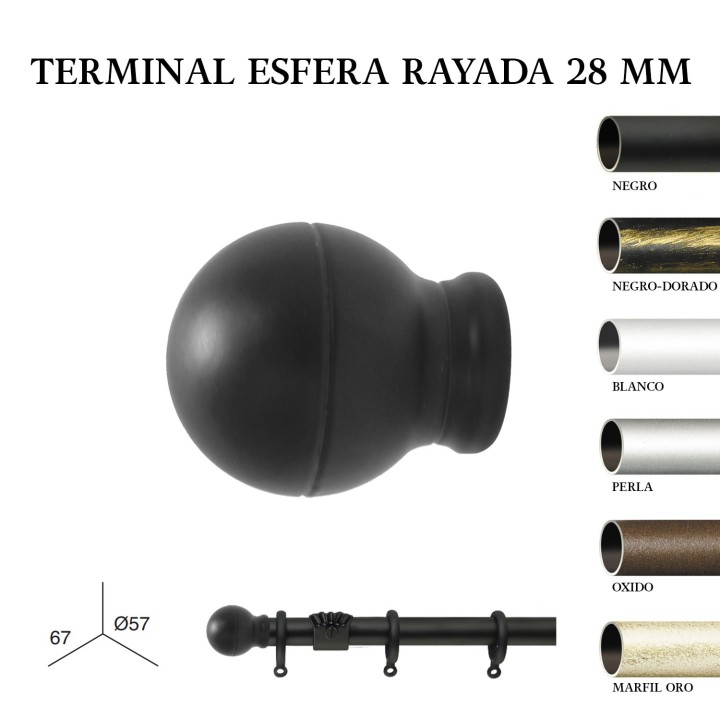 Terminal esfera rayada forja de ø28mm