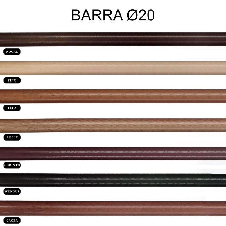 Barras para Cortinas de MADERA de 20 MM