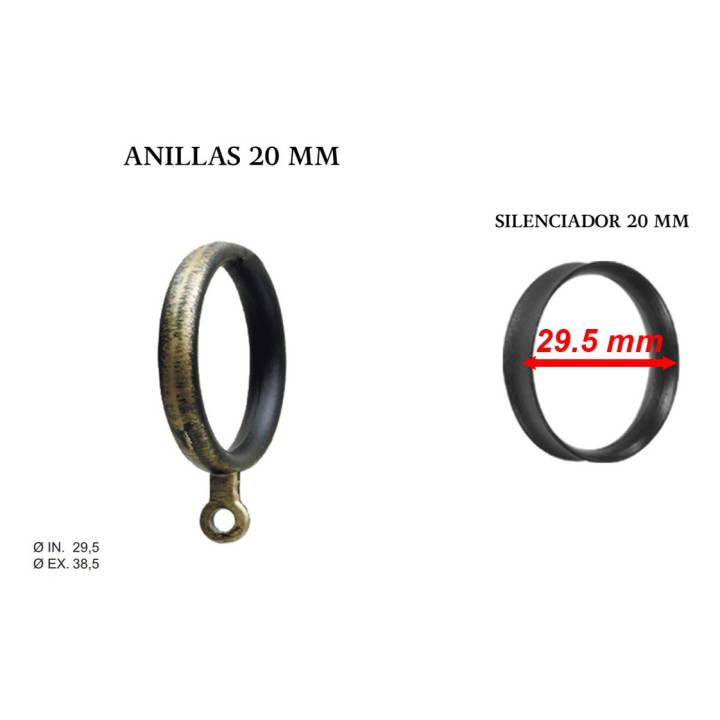 Pack 10 silenciadores para anillas forja ø20mm